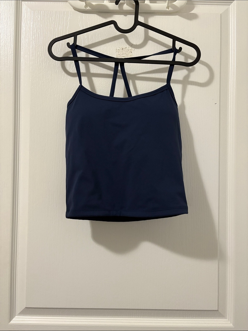 Navy Strappy Women's Padded Workout Top
